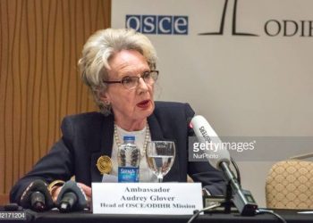 Audrey Glover, Head Ambassador of the OSCE/ODIHR, opens the Office for Democratic Institutions and Human Rights Election Observation Mission in Turkey for the Early Presidential and Parliamentary Elections of 2018, during a press conference at the Sheraton Hotel in Ankara, Turkey, on 24 May 2018. (Photo by Diego Cupolo/NurPhoto via Getty Images)