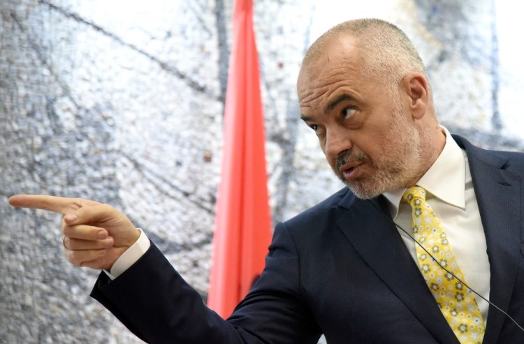 Albanian Prime Minister Edi Rama speaks during a joint press conference with Prime Minister of Montenegro Dusko Markovic (not pictured), at the Vila Gorica, in Podgorica, Montenegro, 03 April 2017. Rama arrived in Podgorica for a one day official visit., Image: 327638623, License: Rights-managed, Restrictions: , Model Release: no, Credit line: Profimedia, TEMP EPA