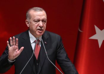 Turkish President Recep Tayyip Erdogan addresses a meeting of provincial election officials at the headquarters of his ruling Justice and Development (AK) Party in Ankara on January 29, 2019. (Photo by Adem ALTAN / AFP)        (Photo credit should read ADEM ALTAN/AFP/Getty Images)