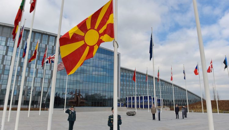 Flag raising ceremony to mark the accession of North Macedonia to NATO with remarks by NATO Secretary General Jens Stoltenberg and the Chargé d’Affaires of the Delegation of North Macedonia to NATO, Zoran Todorov