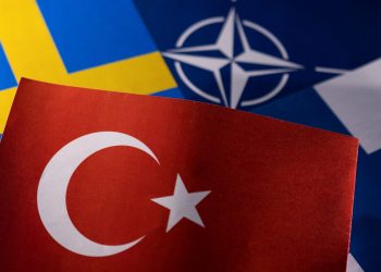 NATO, Turkish, Swedish and Finnish flags are seen in this illustration taken May 18, 2022. REUTERS/Dado Ruvic/Illustration