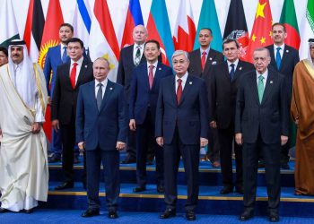 Kazakhstan. Astana. OCTOBER 13, 2022. Emir of Qatar Tamim bin Hamad Al Thani, Russia's President Vladimir Putin, Kazakhstans President Kassym-Jomart Tokayev and Turkey's President Recep Tayyip Erdogan (L-R front) and other leaders of CICA member states and international organisations are seen during a photo session at the 6th summit of the Conference on Interaction and Confidence-Building Measures in Asia (CICA) at Independence Palace in Astana. 
THIS IMAGE WAS PROVIDED BY A THIRD PARTY. EDITORIAL USE ONLY Kazakhstan President Press Office/TASS

Êàçàõñòàí. Àñòàíà. Ýìèð Êàòàðà øåéõ Òàìèì áèí Õàìàä Àëü Òàíè, ïðåçèäåíò ÐÔ Âëàäèìèð Ïóòèí, ïðåçèäåíò Êàçàõñòàíà Êàñûì-Æîìàðò Òîêàåâ è ïðåçèäåíò Òóðöèè Ðåäæåï Òàéèï Ýðäîãàí (íà ïåâðîì ïëàíå ñëåâà íàïðàâî) íà öåðåìîíèè ñîâìåñòíîãî ôîòîãðàôèðîâàíèÿ ãëàâ äåëåãàöèé ãîñóäàðñòâ è ìåæäóíàðîäíûõ îðãàíèçàöèé, ïðèíèìàþùèõ ó÷àñòèå â VI ñàììèòå Ñîâåùàíèÿ ïî âçàèìîäåéñòâèþ è ìåðàì äîâåðèÿ â Àçèè (ÑÂÌÄÀ) âî Äâîðöå Íåçàâèñèìîñòè. Ïðåññ-ñëóæáà ïðåçèäåíòà Ðåñïóáëèêè Êàçàõñòàí/ÒÀÑÑ

ÏÐÅÄÎÑÒÀÂËÅÍÎ ÒÐÅÒÜÅÉ ÑÒÎÐÎÍÎÉ. ÒÎËÜÊÎ ÄËß ÐÅÄÀÊÖÈÎÍÍÎÃÎ ÈÑÏÎËÜÇÎÂÀÍÈß