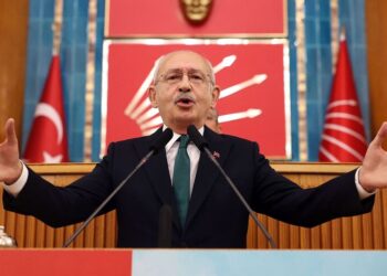 Leader of the Republican People's Party (CHP) Kemal Kilicdaroglu speaks during his party's group meeting at the Turkish Grand National Assembly in Ankara, Turkey on January 10, 2023. (Photo by Adem ALTAN / AFP) (Photo by ADEM ALTAN/AFP via Getty Images)