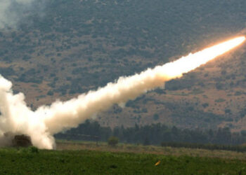 A rocket fired by a Multiple Launch Rocket System (MLRS) is launched against an Hezbollah target in South Lebanon August 12, 2006 from a forward base on the outskirts of the northern Israeli border.
Photo by Haim Azulay /Flash90.