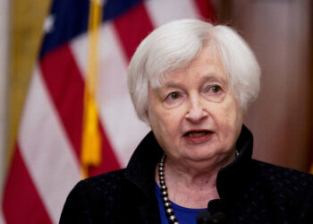 FILE PHOTO: U.S. Treasury Secretary Janet Yellen speaks during a news conference at the Treasury Department in Washington, U.S., April 11, 2023. REUTERS/Elizabeth Frantz/