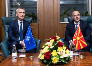 NATO Secretary General Jens Stoltenberg meets with the Prime Minister of North Macedonia, Dimitar Kovačevski