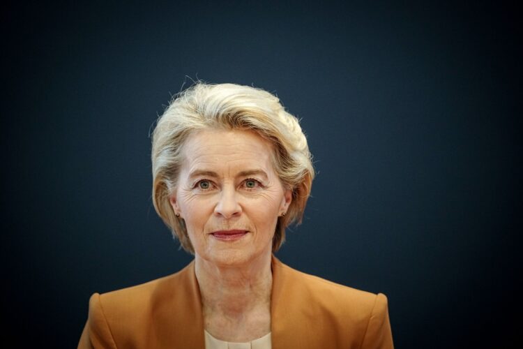 19 February 2024, Berlin: Ursula von der Leyen, President of the European Commission, attends the Christian Democratic Union of Germany (CDU) Federal Executive Committee meeting. Photo: Kay Nietfeld/dpa