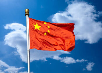 Chinese flag in beijing tiananmen square