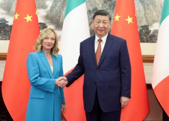 Chinese President Xi Jinping meets with Italian Prime Minister Giorgia Meloni, who is on an official visit to China, at the Diaoyutai State Guesthouse in Beijing, capital of China, July 29, 2024. (Photo by Ding Haitao/Xinhua via Getty Images)