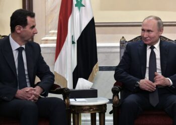 Russian President Vladimir Putin and Syrian President Bashar al-Assad hold a meeting in Damascus on January 7, 2020. - Putin met his Syrian counterpart Bashar al-Assad during an unprecedented visit to Damascus as the prospect of war between Iran and the United States loomed over the region. (Photo by Alexey NIKOLSKY / SPUTNIK / AFP) (Photo by ALEXEY NIKOLSKY/SPUTNIK/AFP via Getty Images)