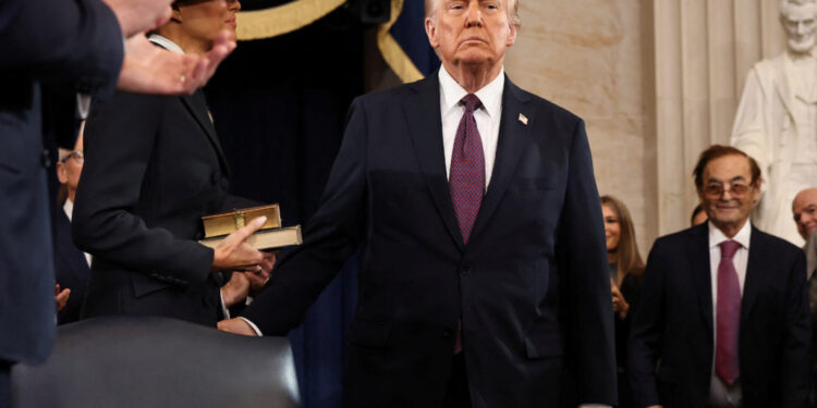 WASHINGTON, DC - JANUARY 20: U.S. President-elect Donald Trump arrives for inauguration ceremonies in the Rotunda of the U.S. Capitol on January 20, 2025 in Washington, DC. Donald Trump takes office for his second term as the 47th president of the United States.     Chip Somodevilla/Pool via REUTERS