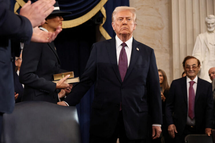 WASHINGTON, DC - JANUARY 20: U.S. President-elect Donald Trump arrives for inauguration ceremonies in the Rotunda of the U.S. Capitol on January 20, 2025 in Washington, DC. Donald Trump takes office for his second term as the 47th president of the United States.     Chip Somodevilla/Pool via REUTERS